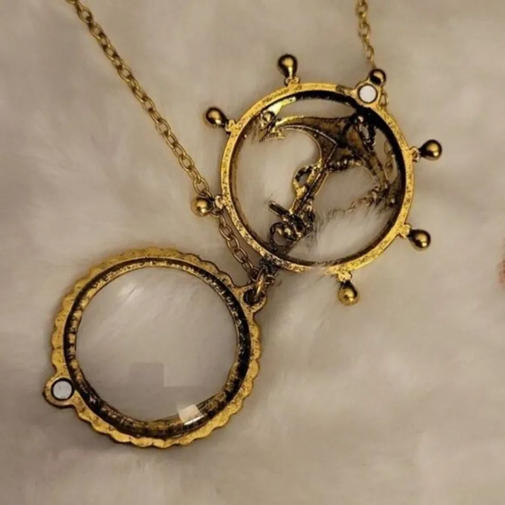 Anchor Pendant With Long Necklece Magnifying glass jewelry loupe